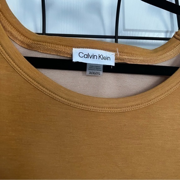 Calvin Klein Plus Size Mustard Yellow Short Sleeve T Shirt Mini Dress - Picture 7 of 16